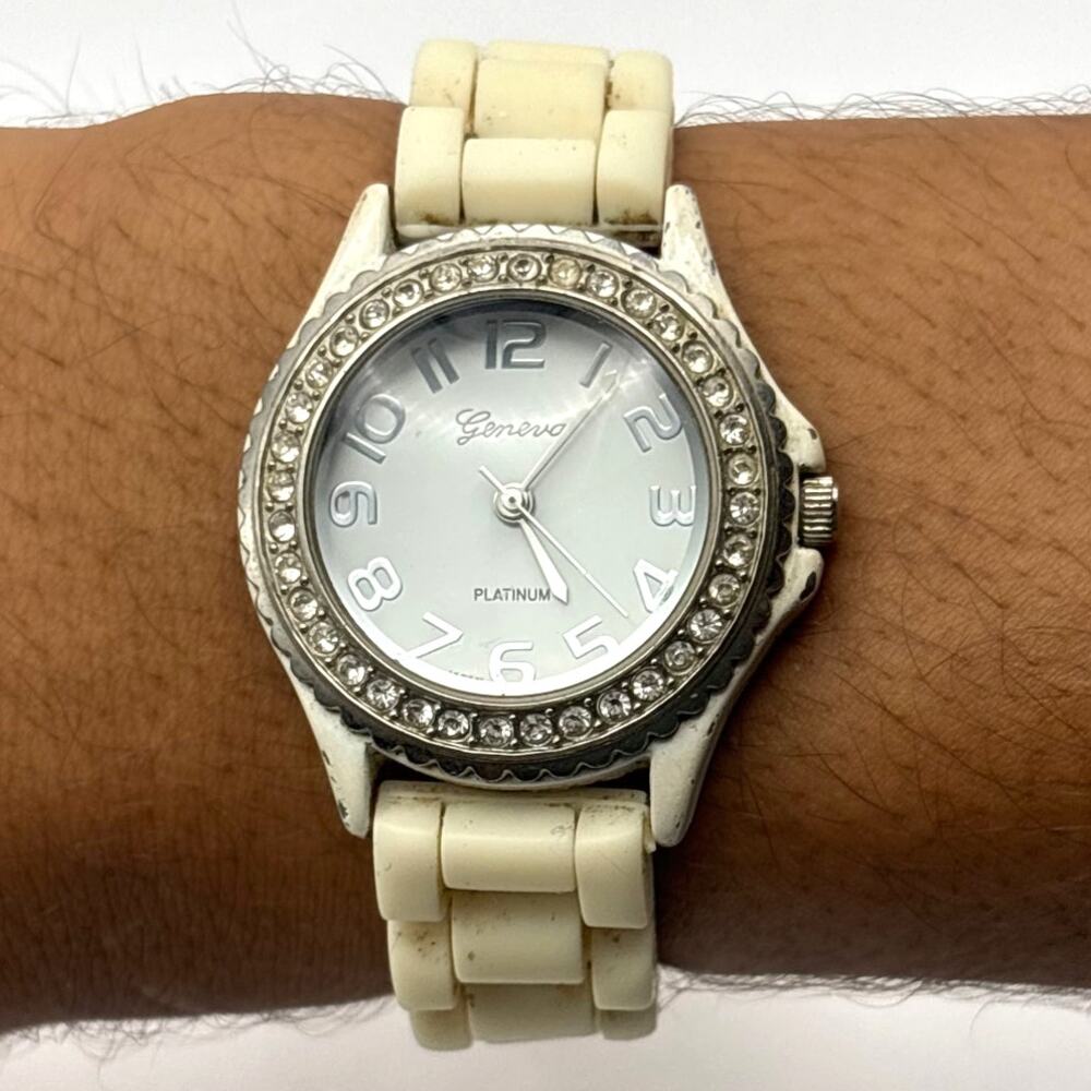 Silver Crystal Geneva Watch